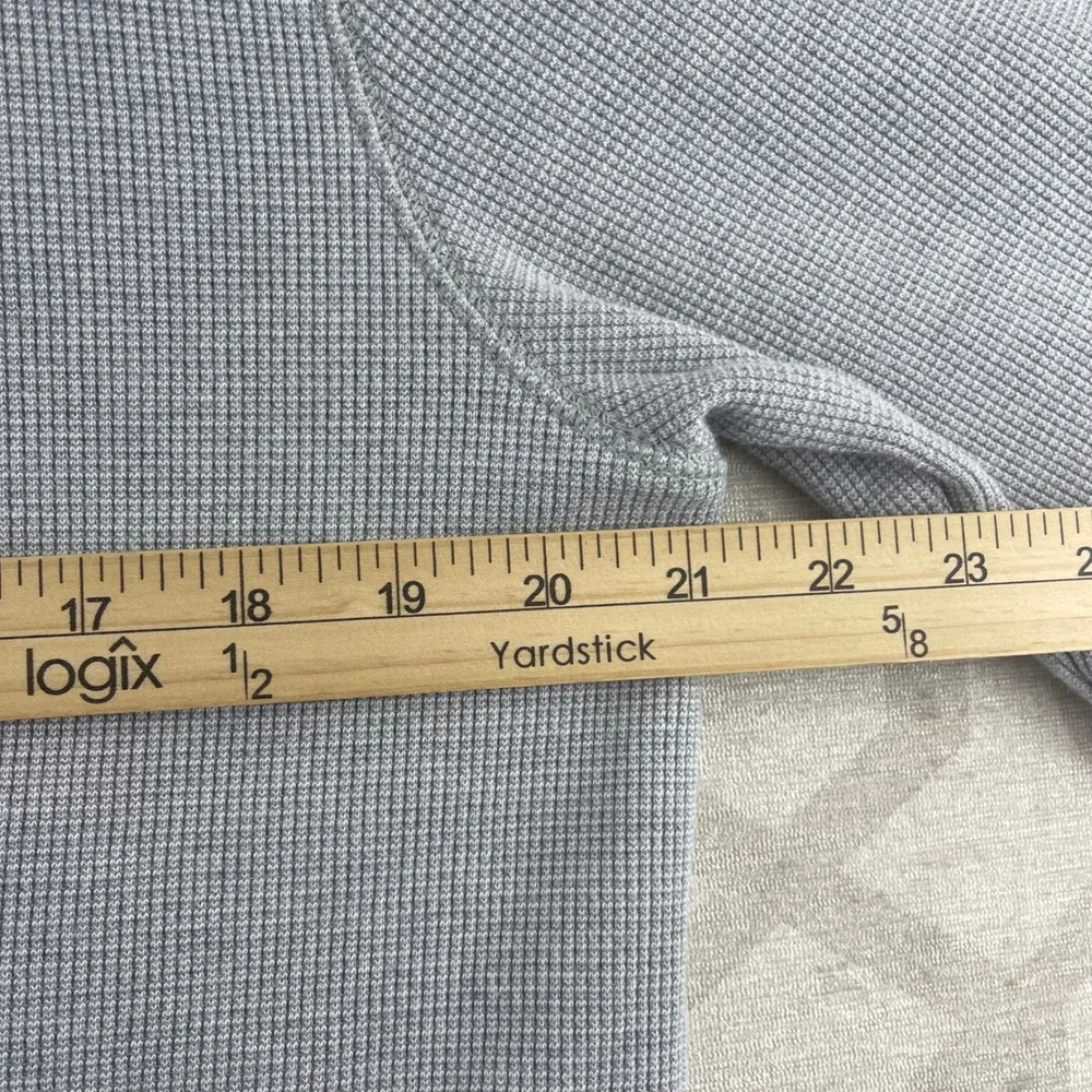 The North Face Mens Gray Waffle Knit Thermal‎ Hoodie Kangaroo Pocket Large